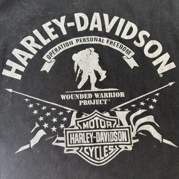Harley Davidson Distressed Black Tank Women’s L Wounded Warrior Style 99061-17VW - Picture 1 of 8